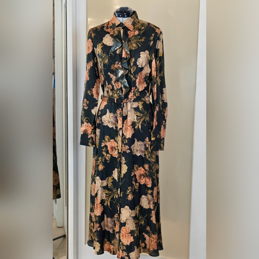 Ralph Lauren Blayke Floral-print Jacquard Silk Blend Dress, NWT - Picture 7 of 15